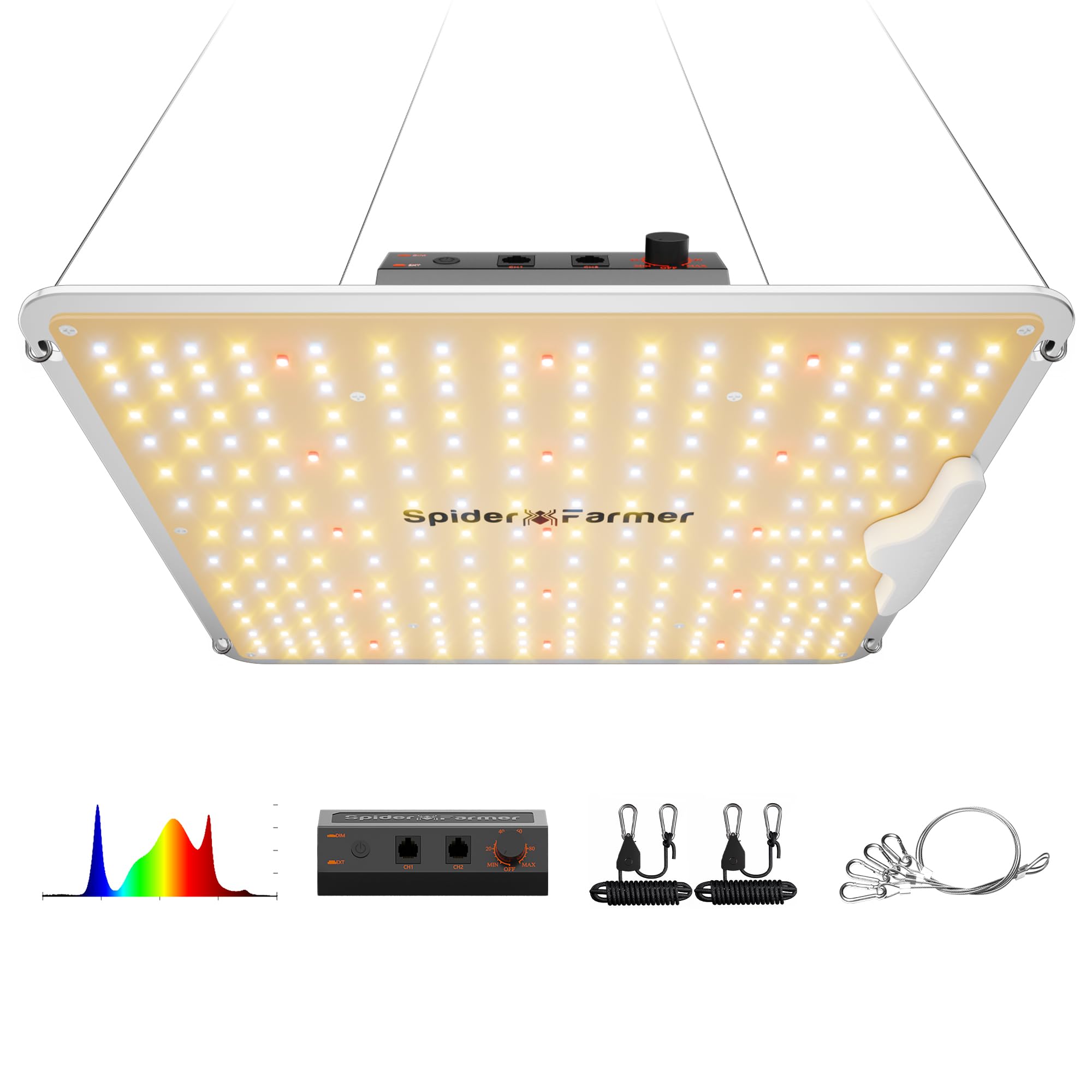 Photo 1 of Spider Farmer SF1000 100W LED Grow Light for Indoor Plants, Upgraded High Efficiency LEDs, Dimmable Full Spectrum High PPFD, Deep Penetration for Seed Starting/Vegetables/Bloom in 2x2/3x3 Grow Tent