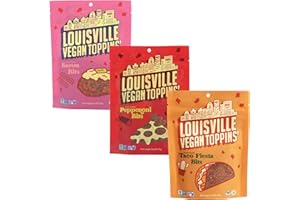 Louisville Vegan Jerky - Toppins' Bits Variety Pack: Bacon, Pepperoni, & Taco Fiesta Bits, Vegetarian & Vegan-Friendly Jerky, 5-7 Grams of Protein (3 oz, 3-Pack)