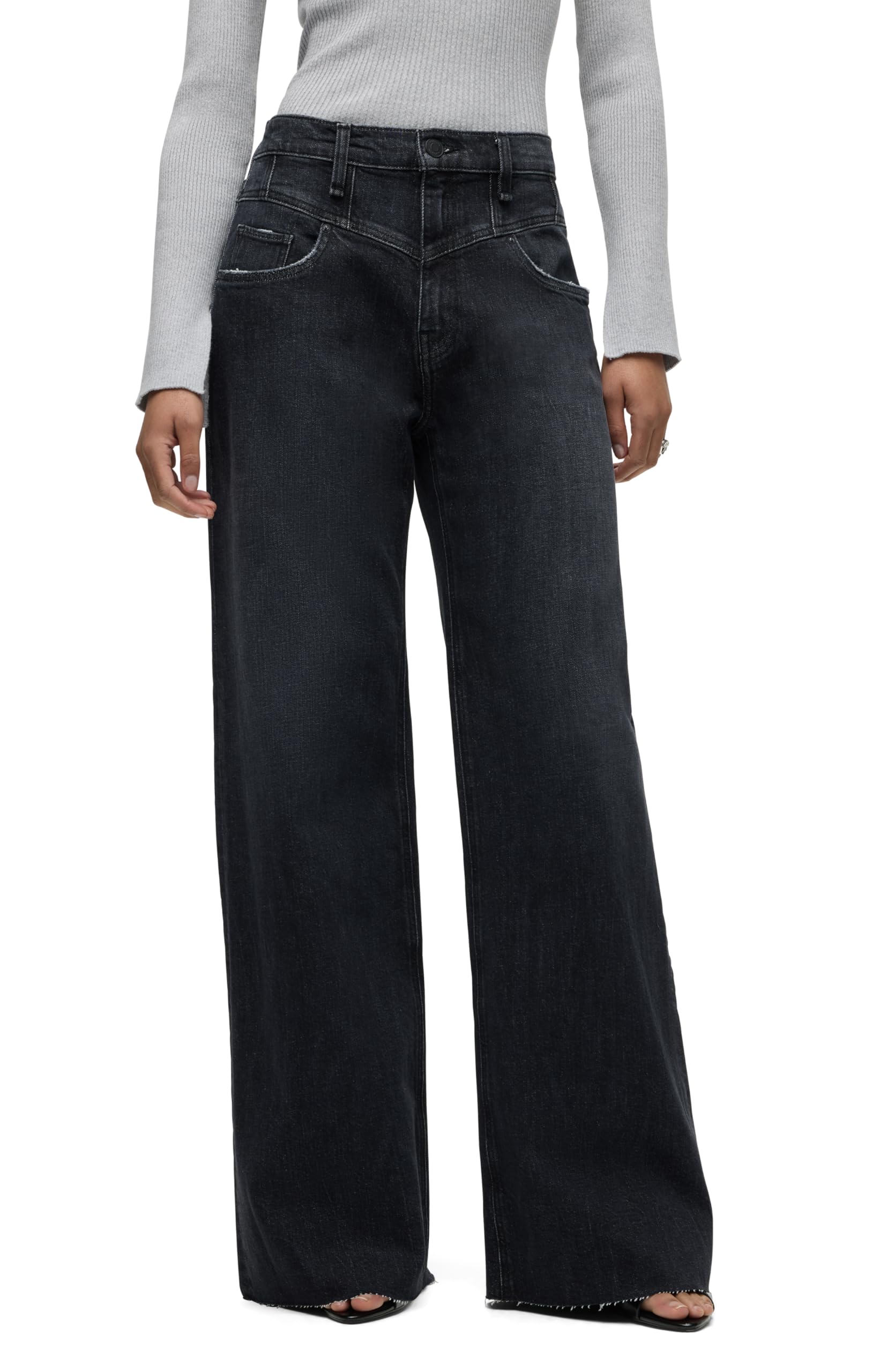 HUDSON Women’s Jodie High Rise Loose Fit Wide Leg Jean, Milano Noir, 32