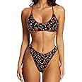 SUUKSESS Women High Waisted Thong Bikini Set Reversible String 2 Piece Swimsuit