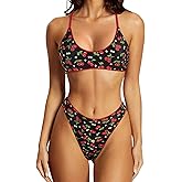SUUKSESS Women High Waisted Thong Bikini Set Reversible String 2 Piece Swimsuit