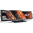Mobile Pixels Upgraded Trio Max Portable Monitor, The On-The-Go Triple-Screen Laptop Monitor, 14" Full HD IPS Display, USB A/Type-C, Plug and Play, Sleek Design (Two Built-in Sliding displays)