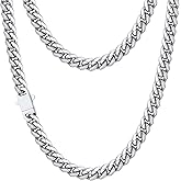 Jewlpire 5mm 6mm 8mm Silver/18K Gold Plated Cuban Link Chain Necklace for Men Boys, Stainless Steel Chains Necklace with Push-lock Clasp, Mens Necklace with Gift Box 18 20 22 24 26 Inch
