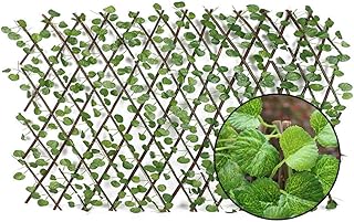 Erweiterbarer Gitterzaun, einziehbare künstliche Gartenpflanzenzaunplatten, UV-geschützter Sichtschutz, geeignet für Außen-, Innen-, Garten-, Zaun-, Hinterhof- und Dekorationszwecke, grüne Wände