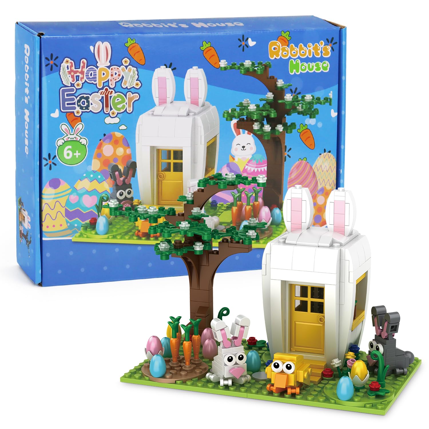Aviski Easter Building Blocks Gifts for Kids 4-12, Cute Bunny House Chick Flower Carrot Lawn Spring Birthday Party Favors for Son Daughter Boys Girls Teens