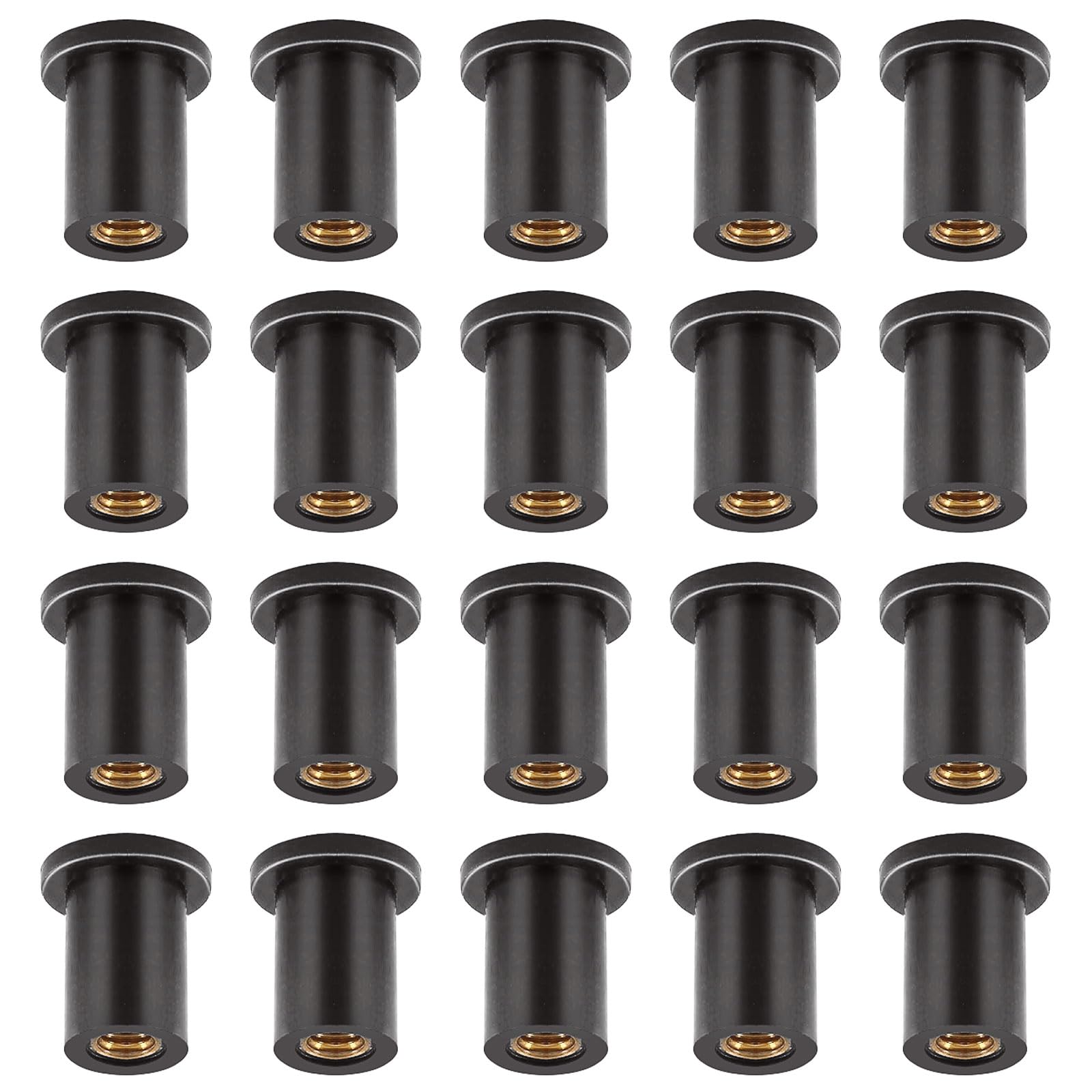 Tanstic 20Pcs M4 Rubber Well Nuts, Neoprene Expansion Brass Nuts Insert Fairing Universal Motorcycle Fasteners Ideal for Canoe, Boat, Kayak