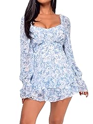 LYANER Women's Floral Print Off Shoulder Long