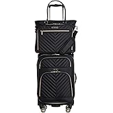 Kenneth Cole REACTION Chelsea 2-Piece Bundle - 20" Chevron Expandable 8-Wheel Carry-On Suitcase & Matching 15" Laptop Tote Bag, Black