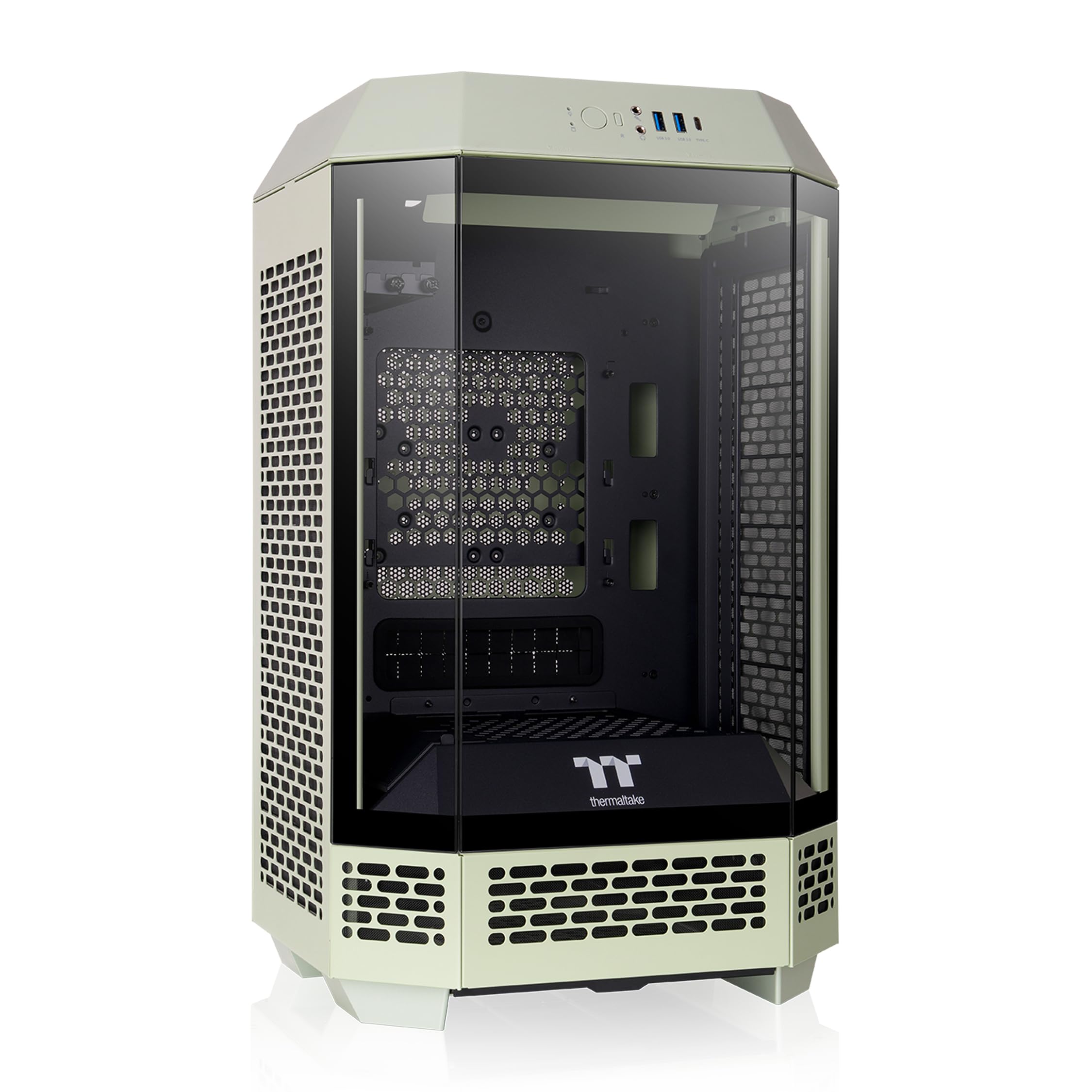 Thermaltake Tower 250 Matcha Green Mini-ITX Mini Tower; 2x120mm CT Fans Included; 360mm Radiator Support; 360mm GPU Clearance; Dual Chamber; CA-1Z9-00SEWN-00 Image