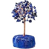 QINJIEJIE Blue Sodalite Healing Crystal Tree Decor Natural Stone Gemstone Room Office Desk Decor Gem Base Copper Wire Money Tree of Life Reiki Book Shelf Decorations Spiritual Yoga Gift for Women