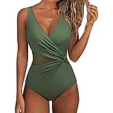 SUUKSESS Women Sexy Mesh Tummy Control One Piece Swimsuit Push Up Bathing Suit