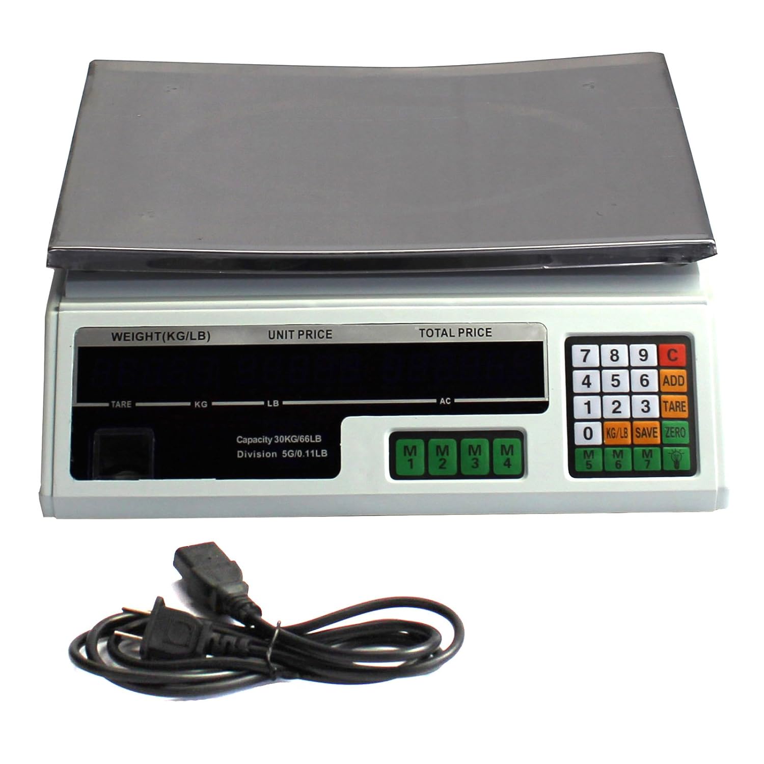 66LB Electronic Price Computing Scale | Digital Deli Food Produce Weight Scales with LED LCD Display for Retail Outlet Store, Kitchen, Restaurant Market, Farmer, Food, Meat, Fruit (1)