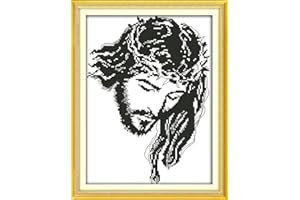 Cross Stitch Kits, Awesocrafts Meditation Jesus Easy Patterns Cross Stitching Embroidery Kit Supplies Christmas Gifts, Stamped or Counted (Jesus, Counted)