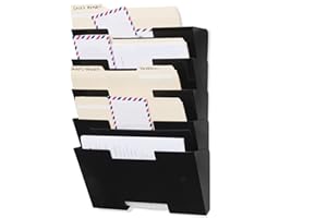 Wallniture Lisbon Wall Mounted File Holder Organizer, 5-Tier Metal Office Organization and Storage Rack, Wall Mount File Holder, Magazine Holder and Office Decor, Black