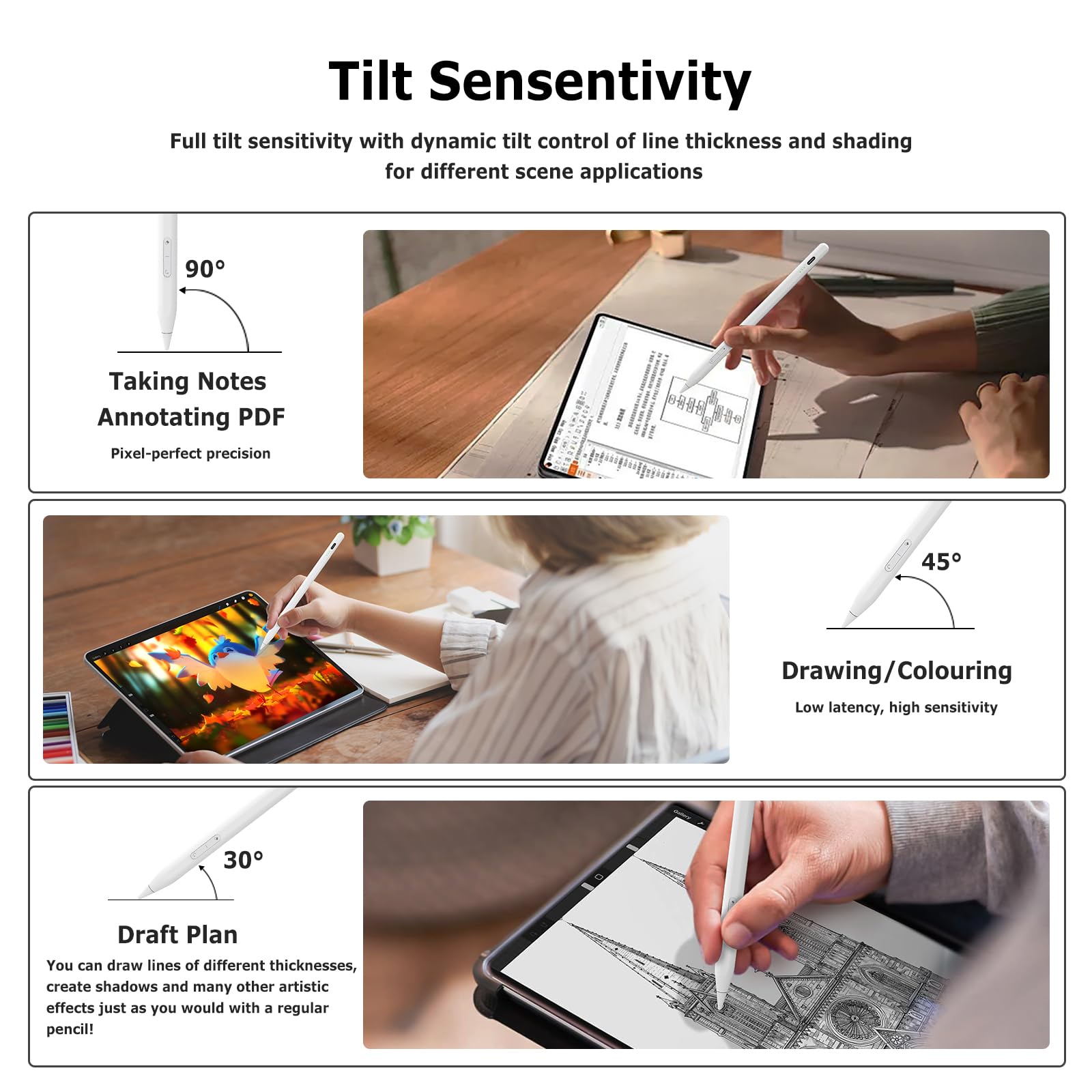 Stylus Pen for iPad 11th & 10th Gen - 2X Faster Charging, Tilt & Palm Rejection, Works with iPad Pro 12.9/11/M4, Air 5/M2, Mini 6, iPad 6th-11th Gen (2018-2025)