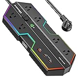 4000J Surge Protector Power Strip with USB Ports, 6