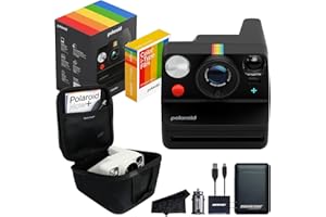 CERTIFIED BRANDS Polaroid Now+ 3rd Generation I-Type Instant Film Camera, Black - Bluetooth Connected App Controlled with 16 Color Film Photos, Signature Series EVA Hardcase Case and Power Bundle