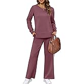 XIEERDUO Women's 2 Piece Lounge Sets Side Slit Outfits Wide Leg Tracksuit Comfy Loungewear Fashion Sweatsuit S-3XL