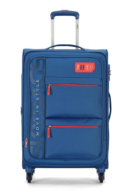 Skybags Shiny Dobby Fabric Vanguard 4W Exp Strolley 71 (Bright Blue)