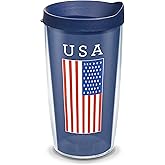 Tervis Americana USA Flag Made in USA Double Walled Insulated Tumbler Travel Cup Keeps Drinks Cold & Hot, 16oz, Classic
