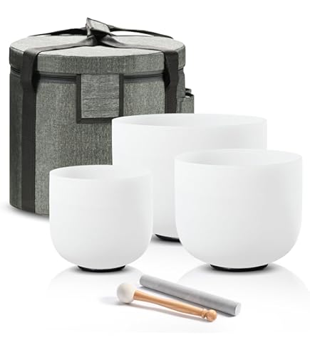 Amazon.com: 440HZ Crystal Singing Bowls Set of 3, 8''-12'' Frosted