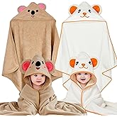 etokdos Baby Bath Towels 2 Pack Toddler Towels with Hooded, Soft Thick Hooded Baby Towels, Natural Baby Stuff Towel with Hood for Boy and Girl