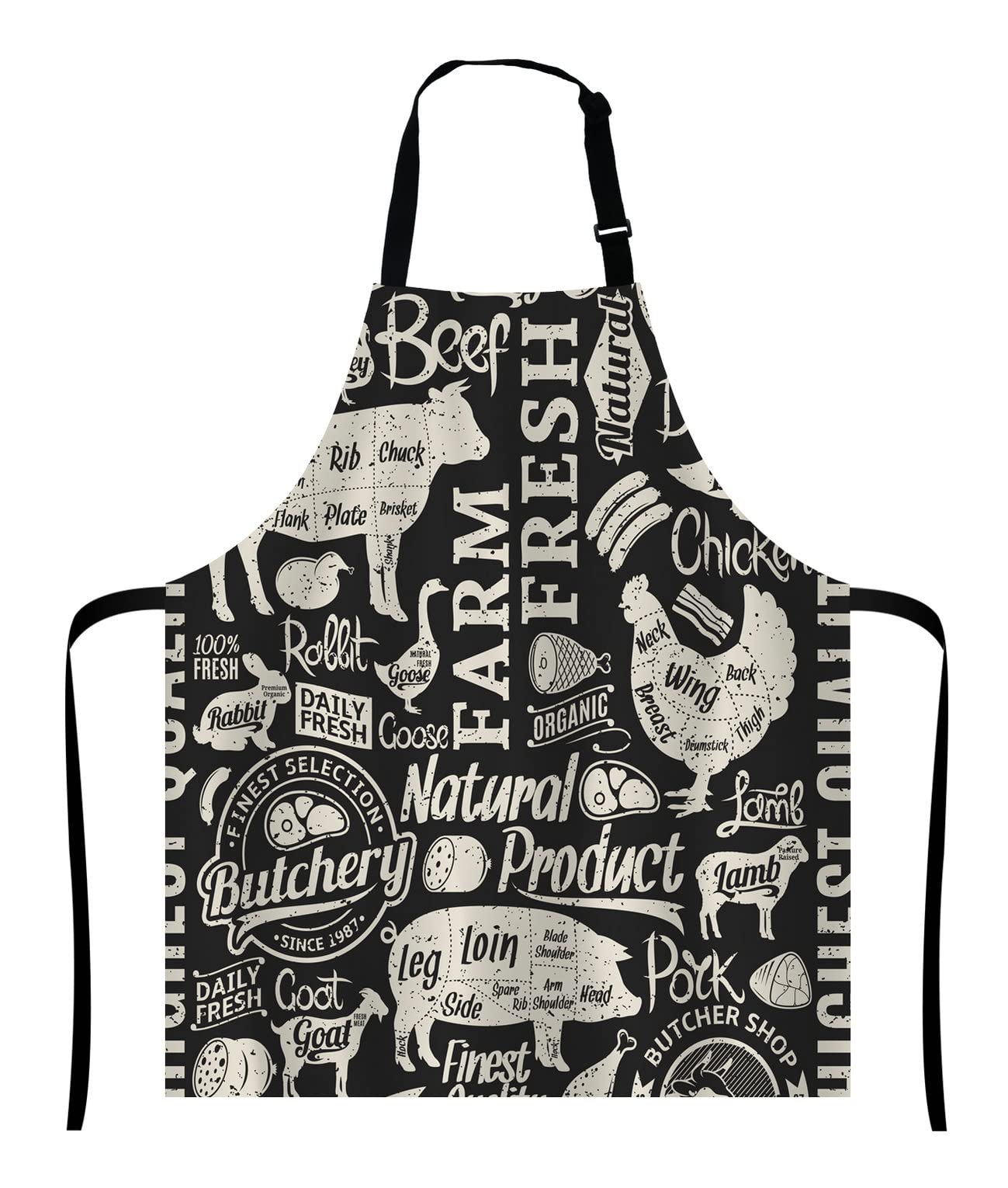 Wasach Butcher Butchery Animal Bib with Adjustable Neck for Men Women,Suitable for Home Kitchen Cooking Waitress Chef Grill Bistro Baking BBQ — image 1