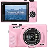 Canboc Silicone Case for Canon PowerShot G7X Mark III Digital Camera, G7X Mark III Soft Silicone Protective Cover with Detachable Lens Cover, Pink (Case Only)