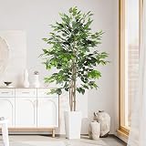 YOLEO 6ft Ficus Tree with White Planter Indoor Fake Plant Decor view 5