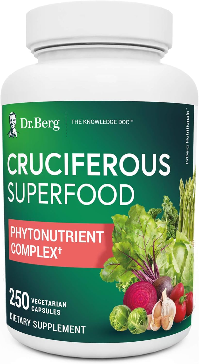 Amazon Com Dr Berg S Cruciferous Superfood Whole Food Vegetable Supplement W Organic Freeze Dried Phytonutrient Antioxidants Blend Boost Energy Support Immune System Liver Detox 250 Veggie Capsules Health