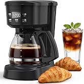 Kozeewarm Coffee Maker, 5 Cup Programmable Drip Coffee Machine-Black | 20 Hours Timer, 2 Hours Keep Warm, Compatible with Ground&amp;Tea Leaves,Portable Small Cafetera for Home Office Travel Camping