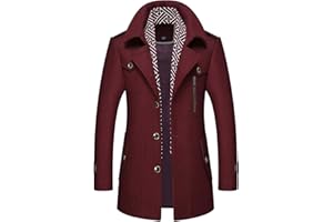 CHARTOU Men's Stylish Scarf Single Breasted Wool Walker Coat Thick Winter Jacket-6 Colors