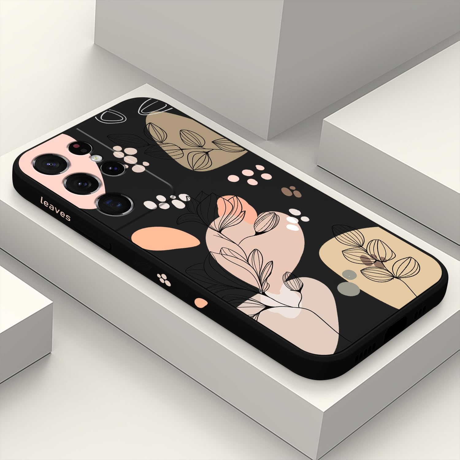 LEECG for Samsung Galaxy S21 Ultra Case, Floral Creative Sides Fashionablee Designs Soft Silicone Slim Phone Cover for Samsung S21 Ultra, Morandi Black