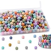 HHCFAST 270Pcs 9mm Silicone Beads for Keychain Making, Bracelet and Necklace Making, Round Silicone Beads for Pens（Multicolor Warm）