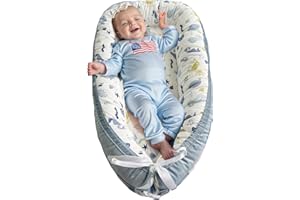 Hiseeme Baby Lounger Pillow Cover for co-Sleeping ，Baby Nest Cover for Newborn with Pillow，Breathable Natural 100% Cotton Portable Adjustable Newborn Essentials(Blue)