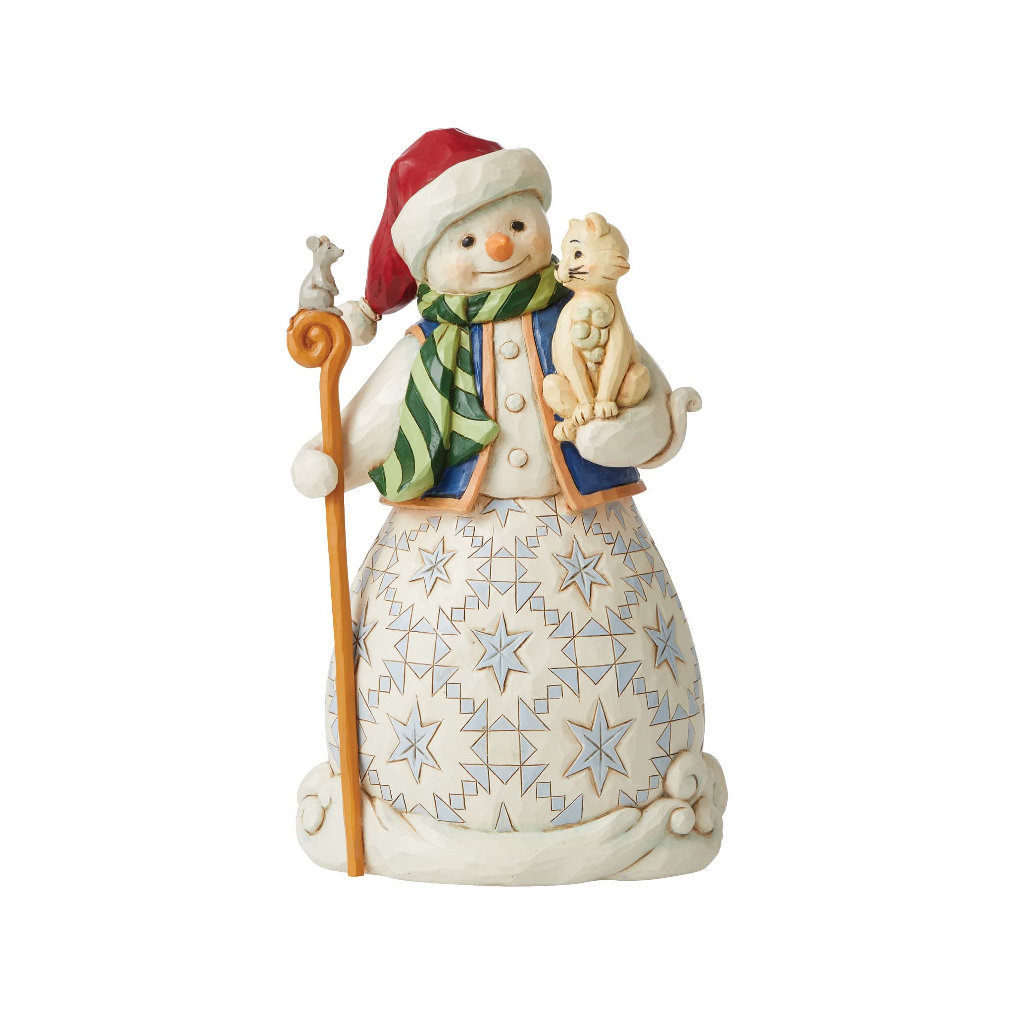 Enesco Jim Shore Heartwood Creek Snowman with Cat Christmas Figurine 6008097