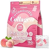 Collagen Gummies for Women, Hydrolyzed Collagen Peptides Type I, II, III, V, X, 0 Sugar, Collagen Gummies for Skin, Wrinkles,
