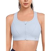 Yvette Zip Front Sports Bra - High Impact Sports Bras for Women Plus Size Workout Fitness Running