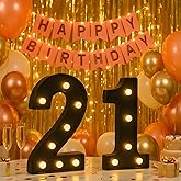 21st Birthday Decorations for Him Her, Black Light-Up Number 21 Sign, Battery-Operated Illuminated Party Table Decoration Backdrop Wall Decor, 21st Birthday Gifts for Her Him