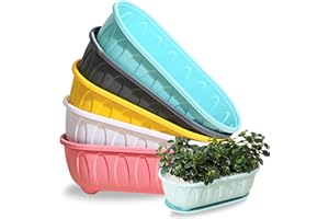 Skewo 5-Pack 12-Inch Cute Plastic Plant Pots with Saucers | Multi-Color Thickened Flower Pots with Drainage Holes for Succulents, Herbs, Orchids | Indoor/Outdoor Soil Hydroponics Dual Purpose Planters