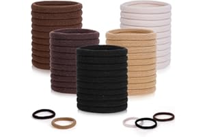 Pimoys 100 Pcs Elastic Hair Ties, Thick Seamless Hair Bands No Damage Soft Ponytail Holders Hair Accessories for Girls Women, Neutral