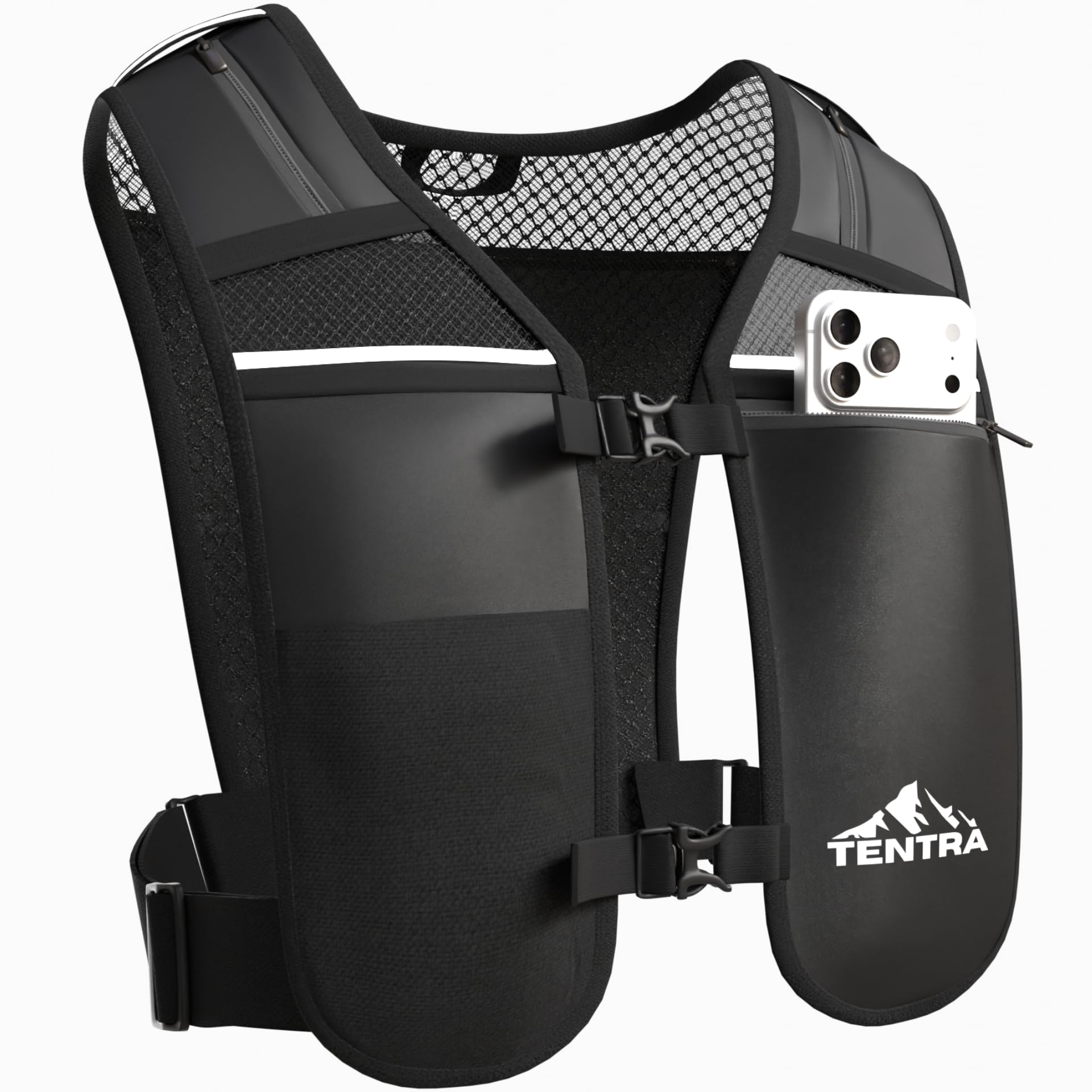 TENTRA Running Vest For Women Men | Waterproof Phone Holder | Unisex Adjustable Reflective Vest | 8 Pockets, Lightweight Running Hydration Vest | Running Accessories