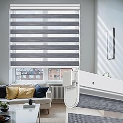 Moonice No Drill No Tools Cordless Zebra Blinds for