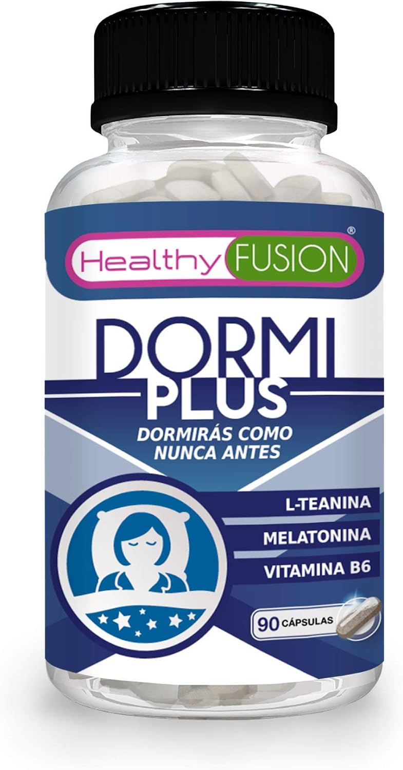 DormiPlus | Melatonina 100% pura + L-teanina + vitamina B6 de alta solubilidad | Concilia un sueño rápido, sin esfuerzos y sin interrupciones | 8 horas de sueño natural y reparador | 90 cápsulas