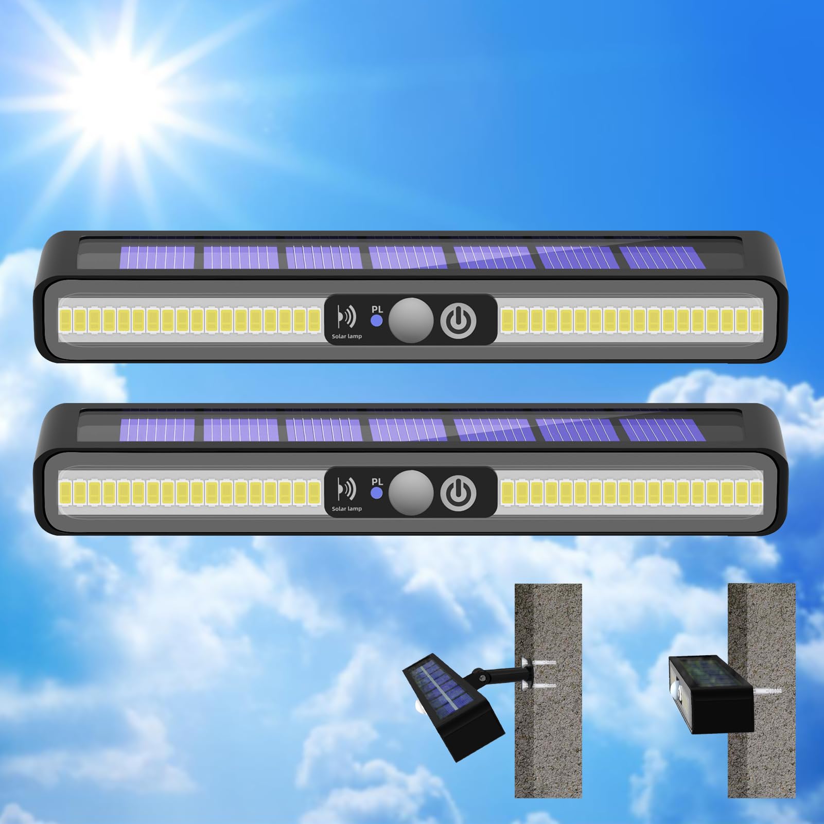 Daixilan Solar Motion Sensor Lights Outdoor, Security Wall Lights Solar Powered 3 Lighting Modes, Upgraded Ultra Brightness LED Lamp Light Wireless IP65 Waterproof for Garden Yard Patio