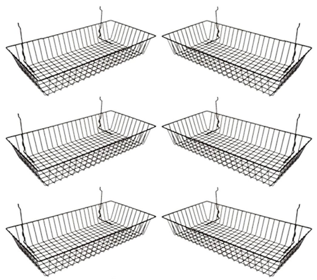 Only Garment Racks 5624B (Pack of 6) Black Wire Baskets for Grid Wall