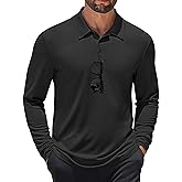 COOFANDY Men's Long Sleeve Polo Shirts Quick Dry Moisture Wicking Lightweight Golf Shirts Casual Collared Shirt