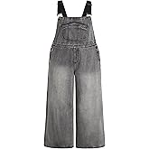 CIDER Women’s Plus Size Denim Overall Bib Wide Leg Adjustable Strap Jean Jumpsuits with Pockets