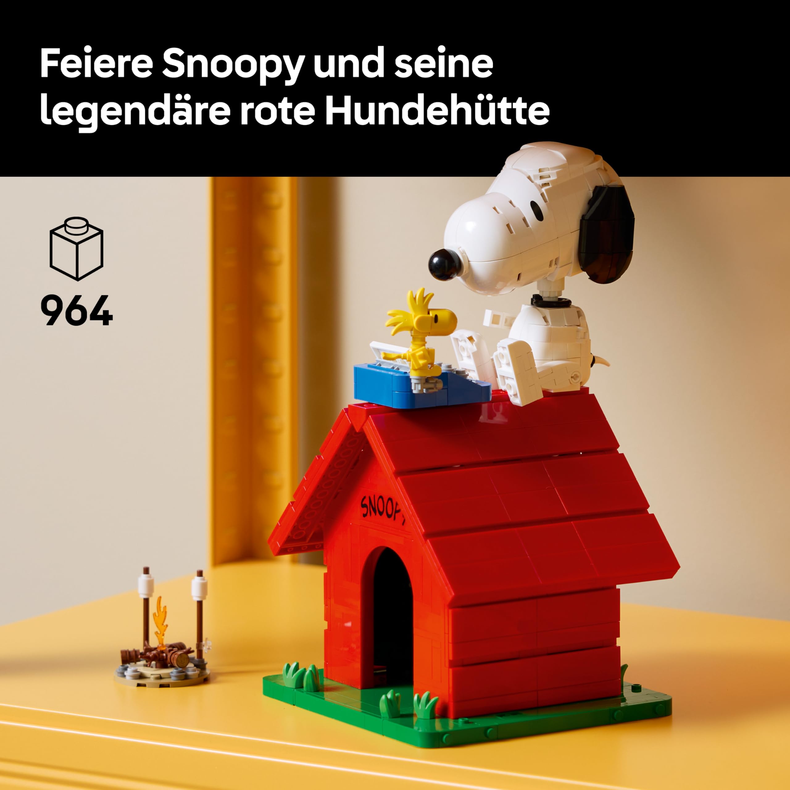 LEGO Ideas Peanuts: Snoopys Hundehütte - Modellbau für Erwachsene Snoopy und Woodstock Figuren - DIY Deko für Schreibtisch oder Regal - Geschenkidee für Fans - 21368 2