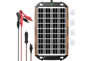 GROPOW 15W 12V Solar Battery Trickle Charger Maintainer, Built-in Smart MPPT Charge Controller, Waterproof 15 Watt 12 Volt Solar Panel Charging Kits for Car Auto Boat Marine RV Trailer Motorcycle, etc